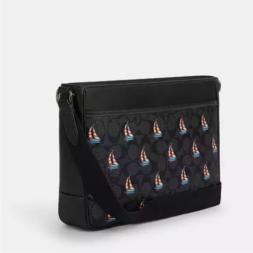 Coach Black Sailboat Print Men's Bag - Picture 2 of 13